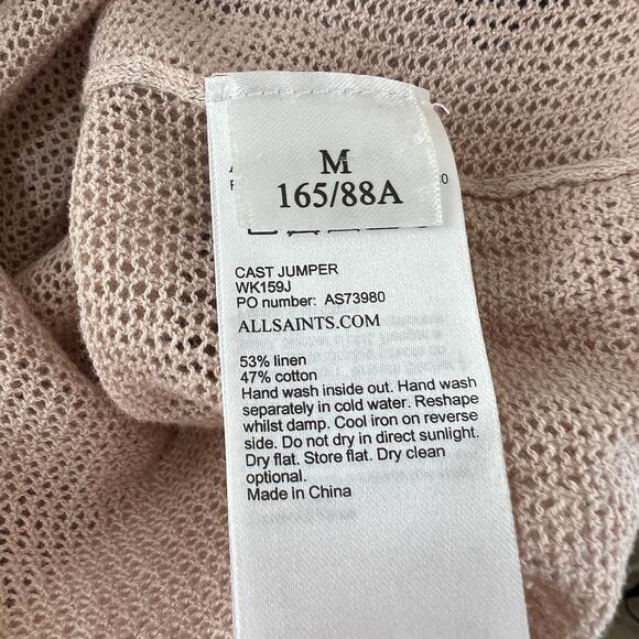 ALLSAINTS Beige Linen Cotton Half Sleeve Cast Jumper Sweater Top Size M NEW - Picture 7 of 8